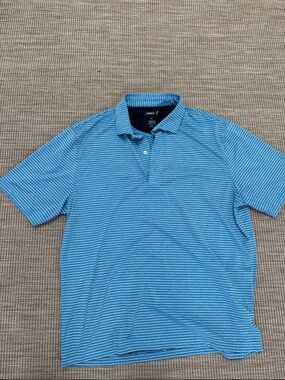 johnnie-O Light Blue & black Striped Polo